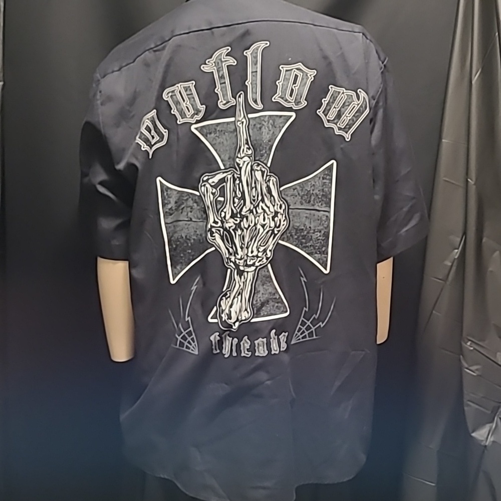 Dickies Black Work Shirt Goth/ Grunge Skeleton